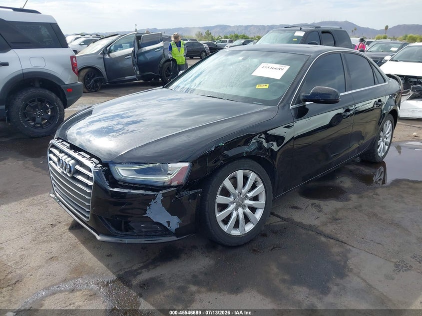 2013 Audi A4 VIN WAUAFAFL0DN031121 IAAI salvage auction — LEFT FRONT, Salvage (Arizona), sold $200 on 2026-07-28 (photo 2)