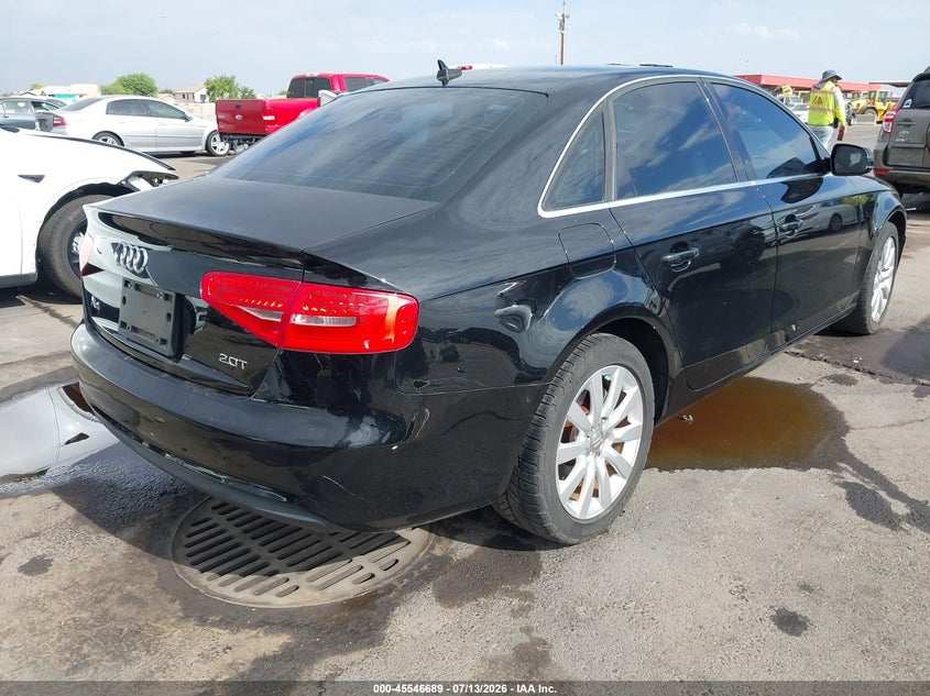 2013 Audi A4 VIN WAUAFAFL0DN031121 IAAI salvage auction — LEFT FRONT, Salvage (Arizona), sold $200 on 2026-07-28 (photo 4)