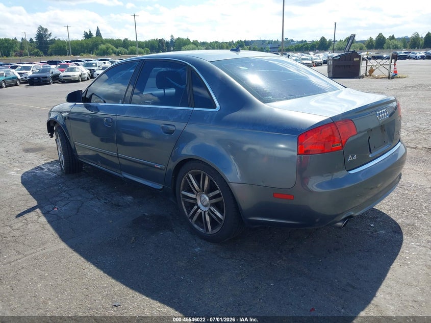2008 Audi A4 VIN WAUEF78E68A163624 IAAI salvage auction — FRONT END, Clear (Oregon), sold $275 on 2026-07-09 (photo 3)