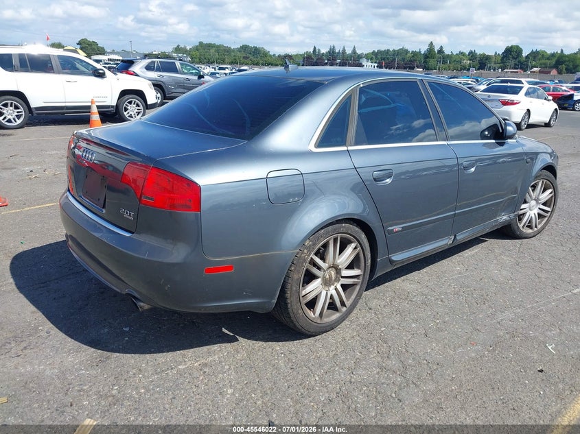 2008 Audi A4 VIN WAUEF78E68A163624 IAAI salvage auction — FRONT END, Clear (Oregon), sold $275 on 2026-07-09 (photo 4)