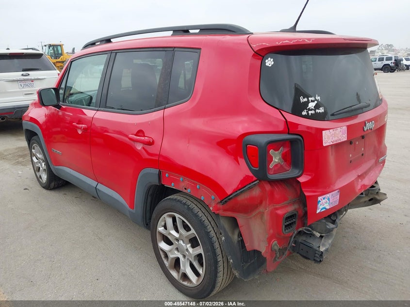 2015 Jeep Renegade VIN ZACCJABT0FPB52764 IAAI salvage auction — REAR END, Salvage (California), sold $2,000 on 2026-07-10 (photo 3)