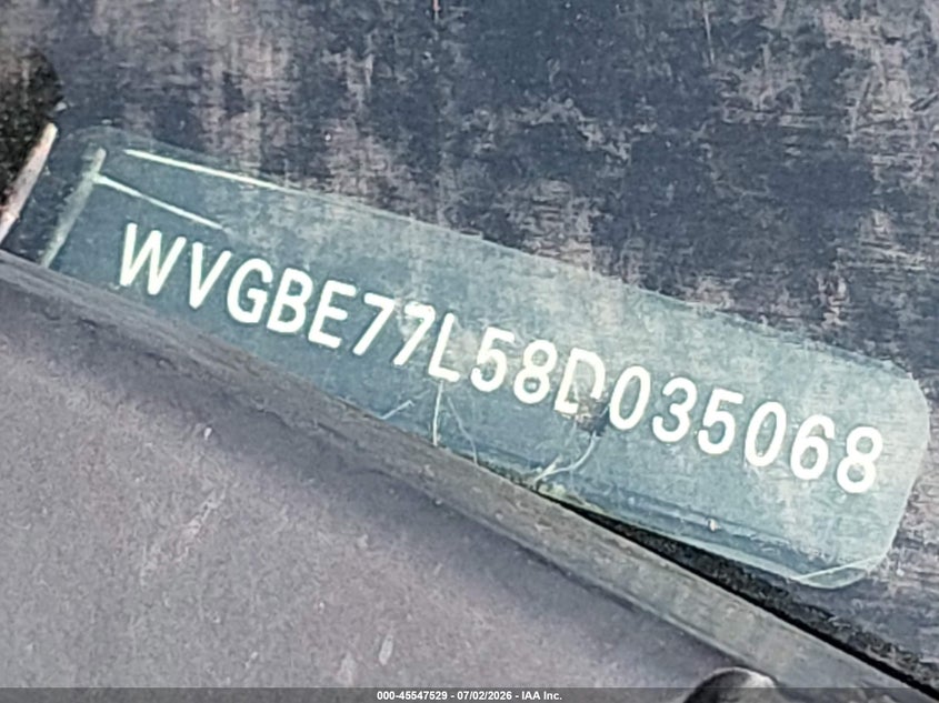 2008 Volkswagen Touareg VIN WVGBE77L58D035068 IAAI salvage auction — NORMAL WEAR, Original (Texas), sold $450 on 2026-08-05 (photo 9)