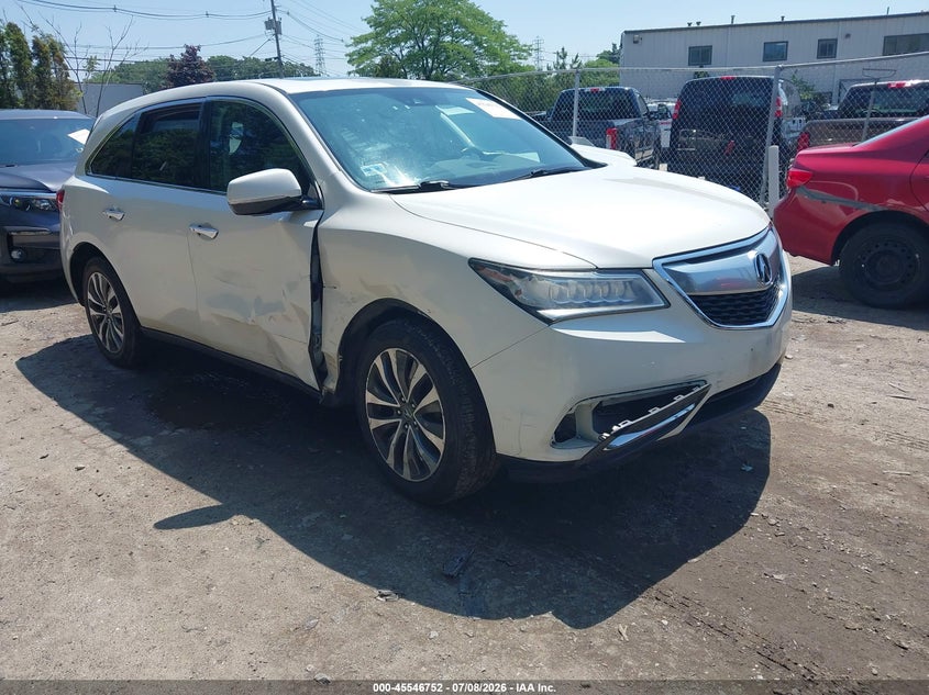 2016 Acura Mdx VIN 5FRYD4H45GB046813 IAAI salvage auction — SIDE, Salvage (Rhode Island), sold $1,500 on 2026-09-01 (photo 1)