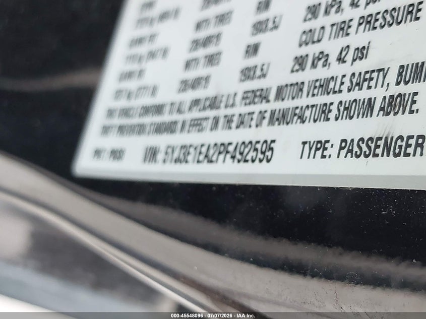 2023 Tesla Model 3 VIN 5YJ3E1EA2PF492595 IAAI salvage auction — FRONT END, Original (Texas), sold $7,600 on 2026-08-28 (photo 9)