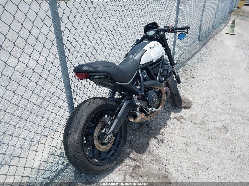 2022 Ducati Scrambler VIN ML0KAFPM7NT005851 IAAI salvage auction — LEFT SIDE, Certificate Of Destruction (Florida), sold $1,700 on 2026-07-29 (photo 4)