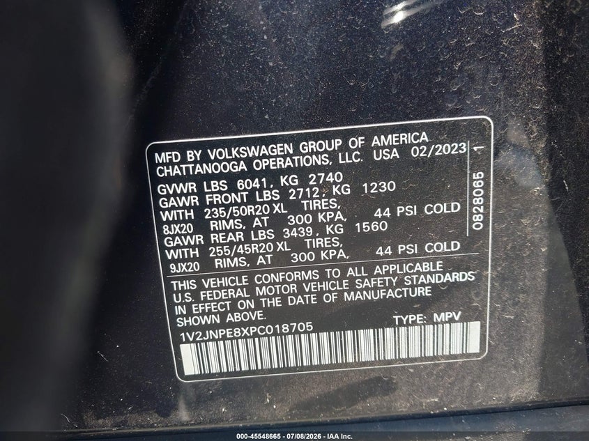 2023 Volkswagen Id.4 VIN 1V2JNPE8XPC018705 IAAI salvage auction — RIGHT FRONT, Rebuildable (Florida), sold $11,200 on 2026-07-23 (photo 9)