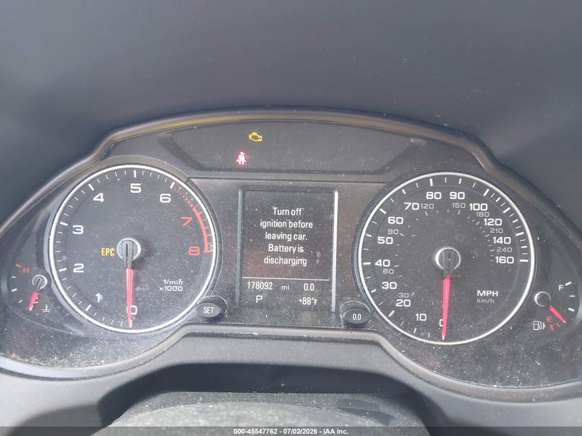 2016 Audi Q5 VIN WA1L2AFP1GA063477 IAAI salvage auction — ENGINE DAMAGE, Clear (Indiana), sold $1,850 on 2026-07-08 (photo 7)