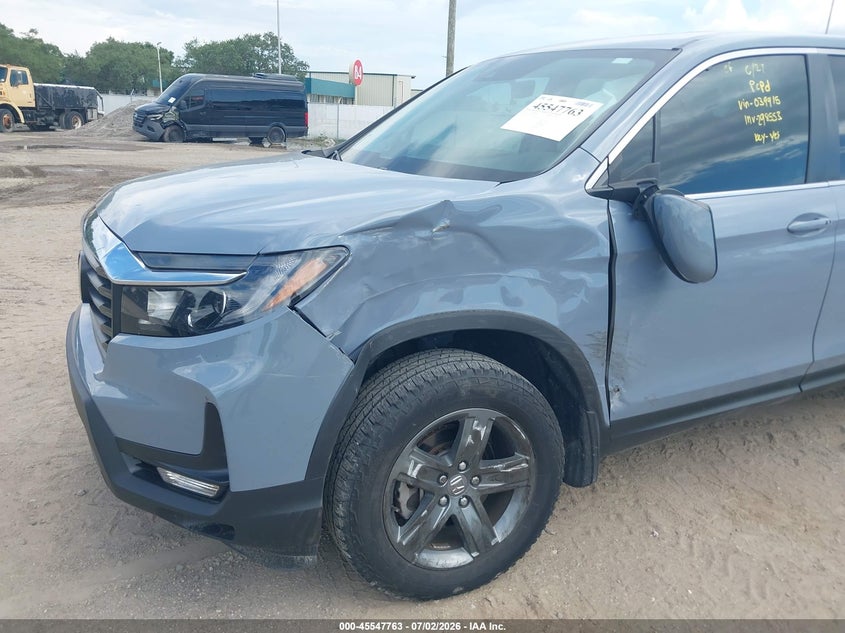 2023 Honda Ridgeline VIN 5FPYK3F55PB039915 IAAI salvage auction — FRONT END, Rebuildable (Florida), sold $9,100 on 2026-07-28 (photo 6)
