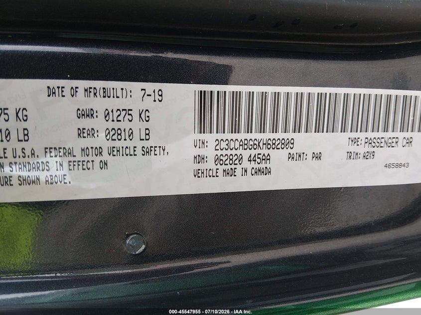 2019 Chrysler 300 VIN 2C3CCABG6KH682809 IAAI salvage auction — VANDALISM, Salvage (Virginia), sold $1,800 on 2026-09-10 (photo 9)