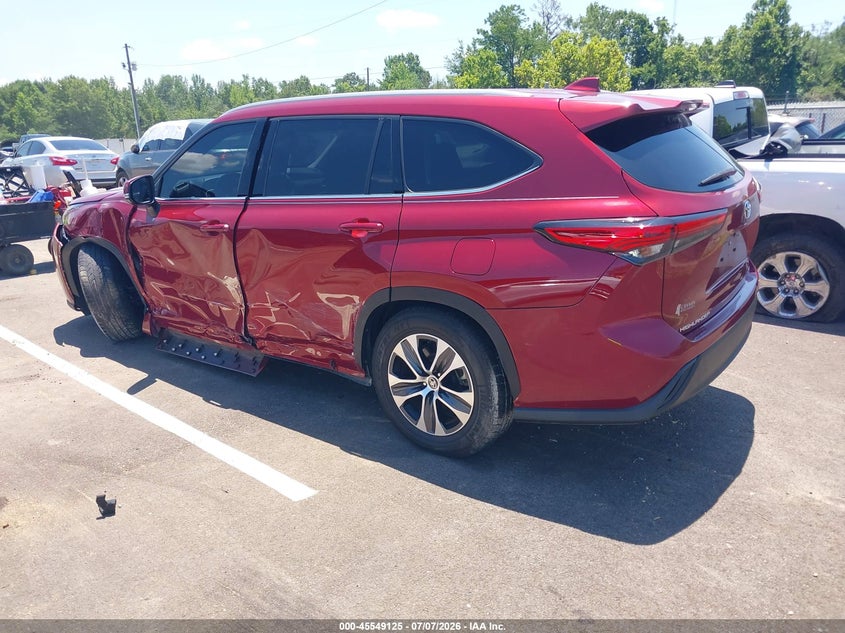 2022 Toyota Highlander VIN 5TDGZRAH7NS123604 IAAI salvage auction — SIDE, Salvage (Mississippi), sold $9,300 on 2026-07-29 (photo 3)