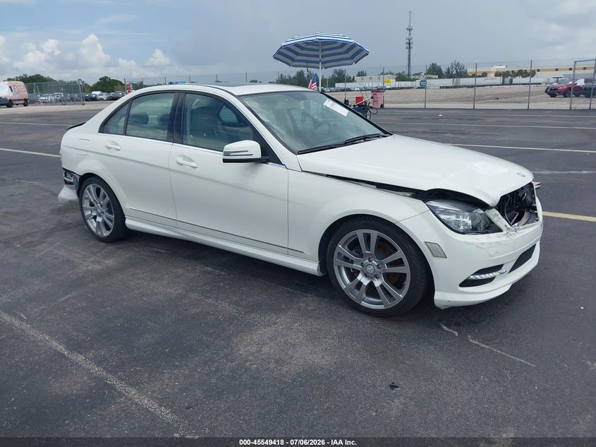 2011 Mercedes-benz C class VIN WDDGF5EB0BF656208 IAAI salvage auction — FRONT END, Rebuildable (Florida), sold $1,300 on 2026-08-13 (photo 1)