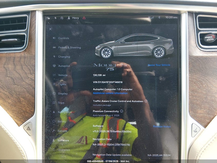 2016 Tesla Model s VIN 5YJSA1E12GF146618 IAAI salvage auction — LEFT REAR, Salvage Title, sold $5,425 on 2026-09-01 (photo 7)