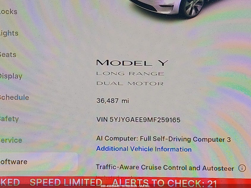 2021 Tesla Model y VIN 5YJYGAEE9MF259165 IAAI salvage auction — FRONT END, Salvage Title, sold $8,800 on 2026-07-17 (photo 7)