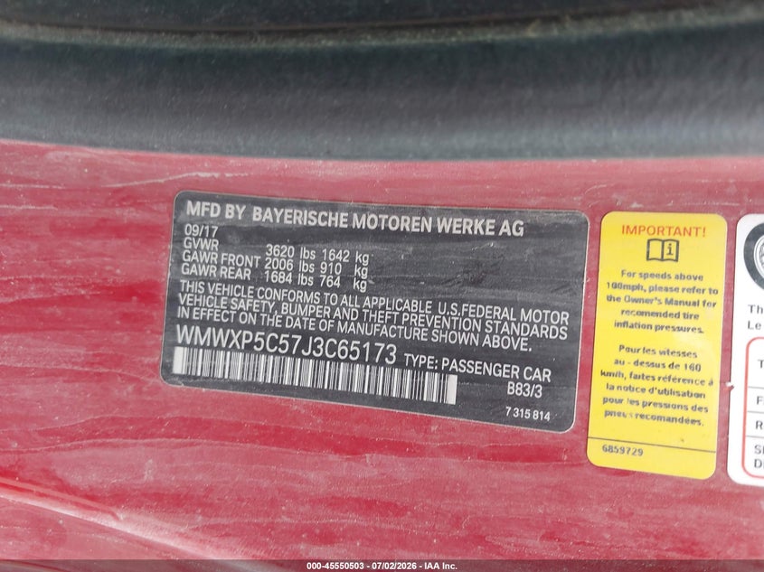 2018 Mini Hardtop VIN WMWXP5C57J3C65173 IAAI salvage auction — NORMAL WEAR, Clear (Virginia), sold $675 on 2026-07-29 (photo 9)