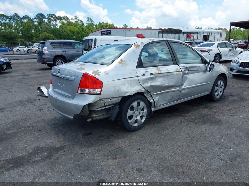 2009 Kia Spectra VIN KNAFE221495602197 IAAI salvage auction — RIGHT SIDE, Rebuildable (Florida), sold $300 on 2026-07-28 (photo 4)