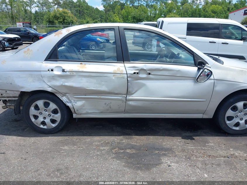 2009 Kia Spectra VIN KNAFE221495602197 IAAI salvage auction — RIGHT SIDE, Rebuildable (Florida), sold $300 on 2026-07-28 (photo 6)