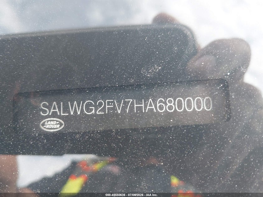 2017 Land rover Range rover sport VIN SALWG2FV7HA680000 IAAI salvage auction — UNKNOWN, Clear (Florida), sold $4,250 on 2026-07-29 (photo 9)