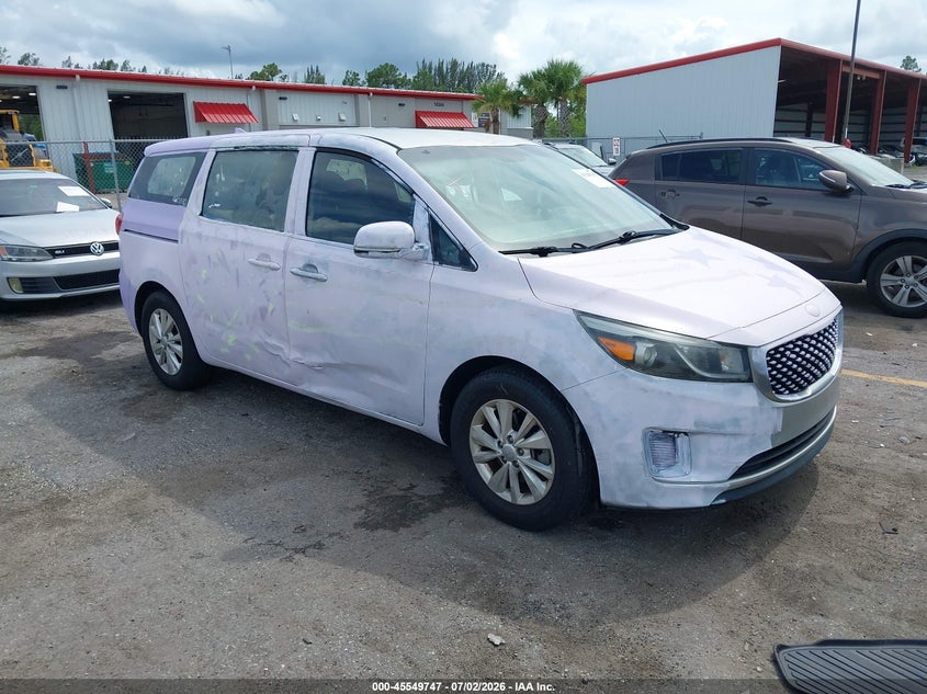 2015 Kia SEDONA VIN KNDMA5C1XF6014669 IAAI salvage auction — NORMAL WEAR, Salvage Title, sold $1,000 on 2026-07-29 (photo 1)