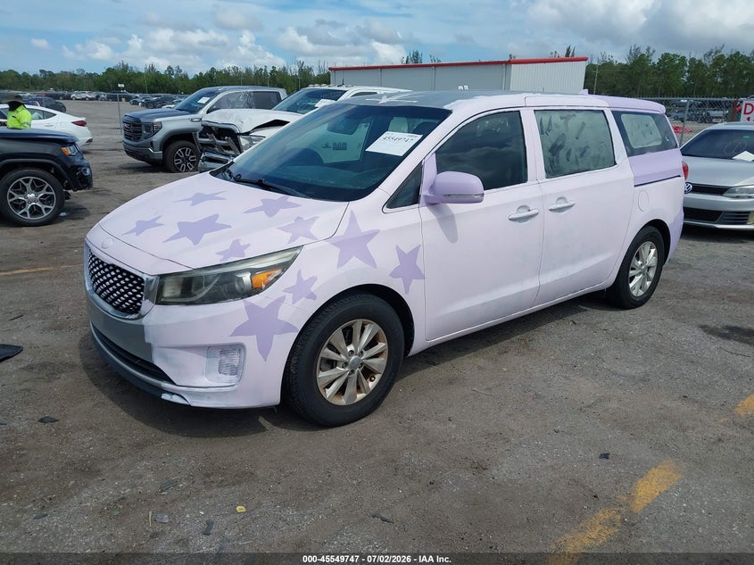 2015 Kia SEDONA VIN KNDMA5C1XF6014669 IAAI salvage auction — NORMAL WEAR, Salvage Title, sold $1,000 on 2026-07-29 (photo 2)