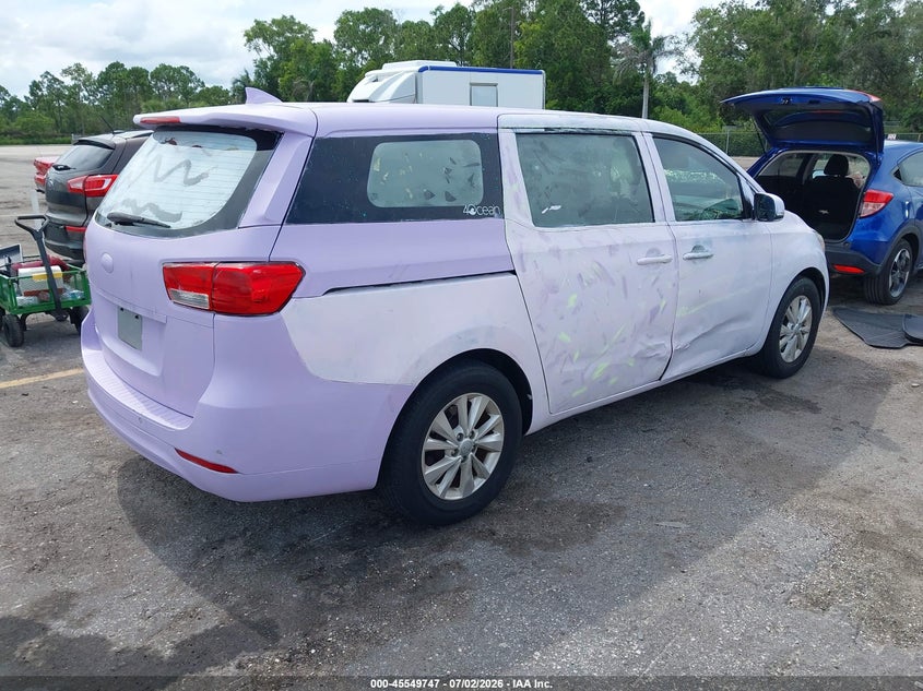 2015 Kia SEDONA VIN KNDMA5C1XF6014669 IAAI salvage auction — NORMAL WEAR, Salvage Title, sold $1,000 on 2026-07-29 (photo 4)