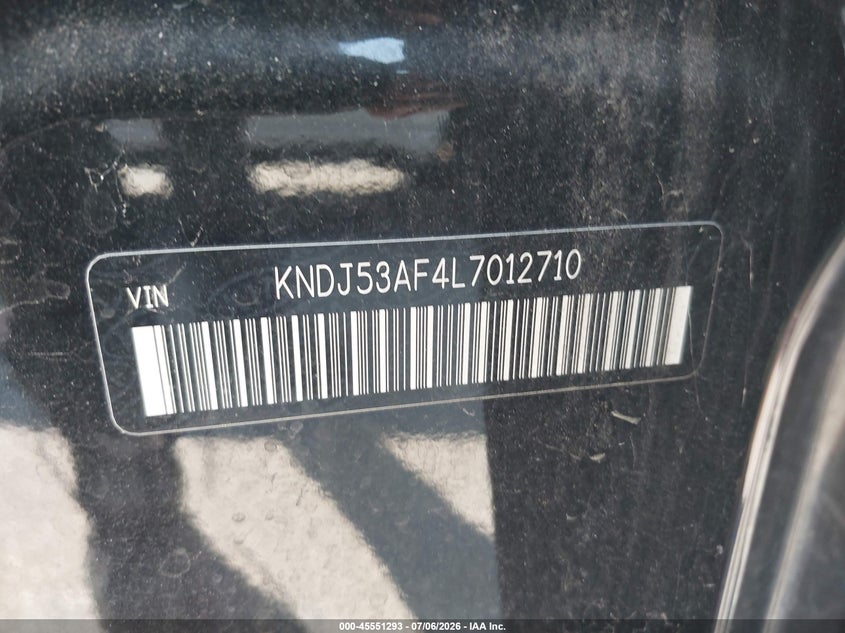 2020 Kia Soul VIN KNDJ53AF4L7012710 IAAI salvage auction — NORMAL WEAR, Original (Texas), sold $2,650 on 2026-07-29 (photo 9)