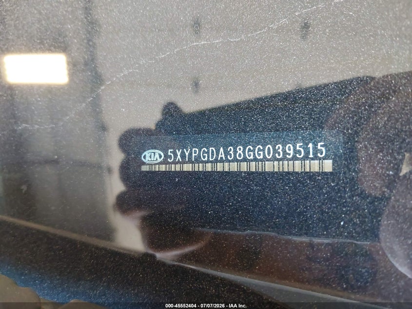 2016 Kia Sorento VIN 5XYPGDA38GG039515 IAAI salvage auction — NORMAL WEAR, Salvage (Michigan), sold $1,500 on 2026-07-28 (photo 9)
