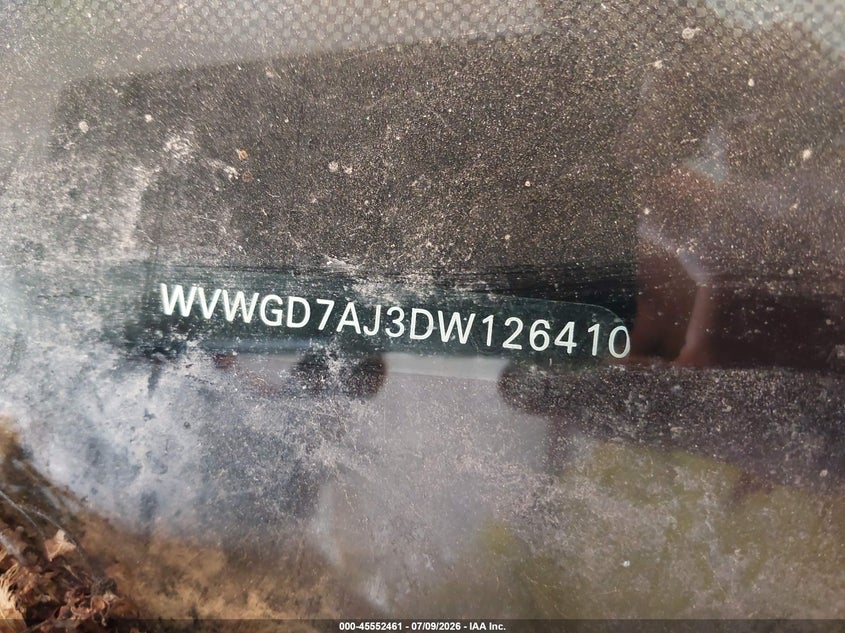 2013 Volkswagen Gti VIN WVWGD7AJ3DW126410 IAAI salvage auction — NORMAL WEAR, Clear (Michigan), sold $375 on 2026-07-28 (photo 9)