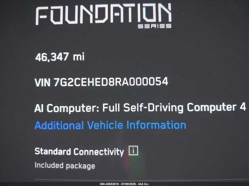 2024 Tesla Cybertruck VIN 7G2CEHED8RA000054 IAAI salvage auction — FRONT END, Salvage Title, sold $8,900 on 2026-08-25 (photo 9)