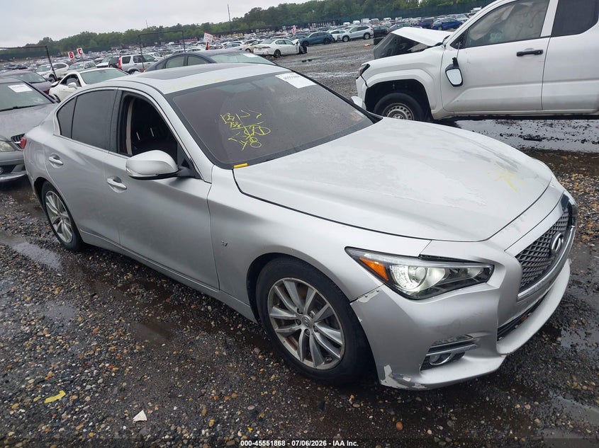 2014 Infiniti Q50 VIN JN1BV7AP6EM685378 IAAI salvage auction — NORMAL WEAR, Clear (New York), sold $1,950 on 2026-07-14 (photo 1)