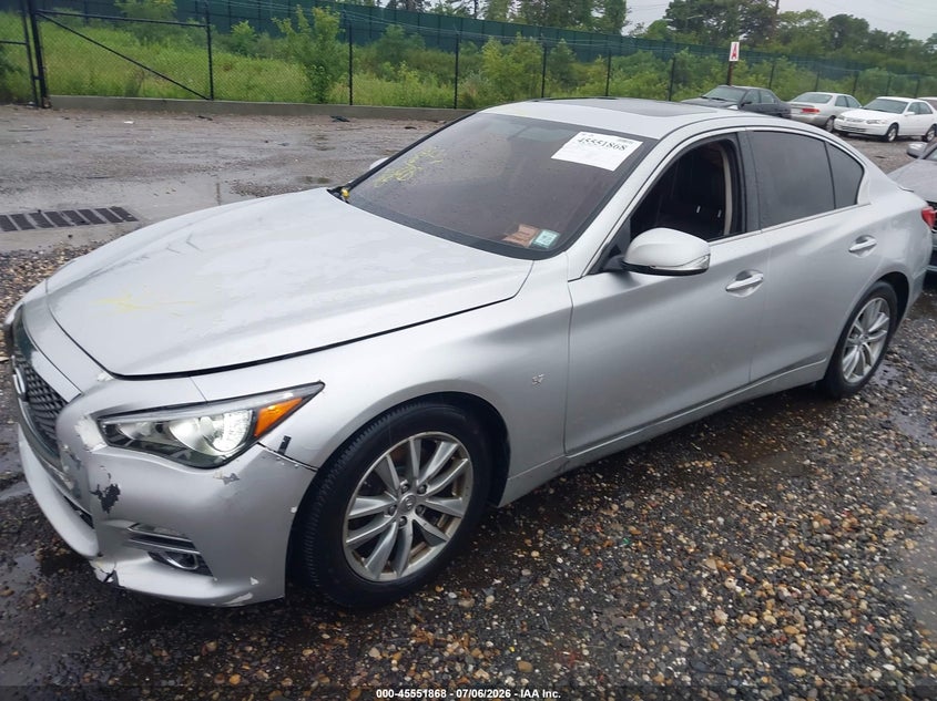 2014 Infiniti Q50 VIN JN1BV7AP6EM685378 IAAI salvage auction — NORMAL WEAR, Clear (New York), sold $1,950 on 2026-07-14 (photo 2)