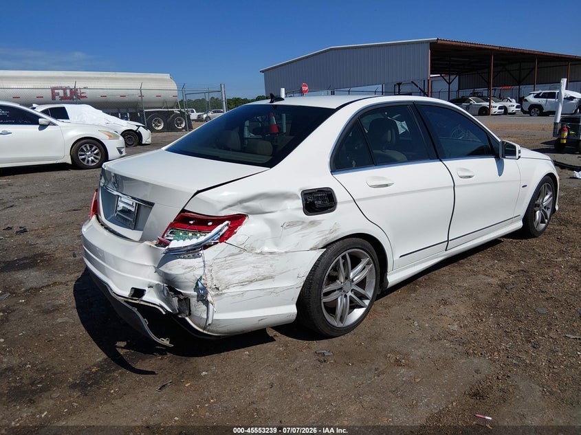 2012 Mercedes-benz C-klasse VIN WDDGF4HB2CA626499 IAAI salvage auction — RIGHT REAR, Salvage (Mississippi), sold $1,800 on 2026-08-05 (photo 4)