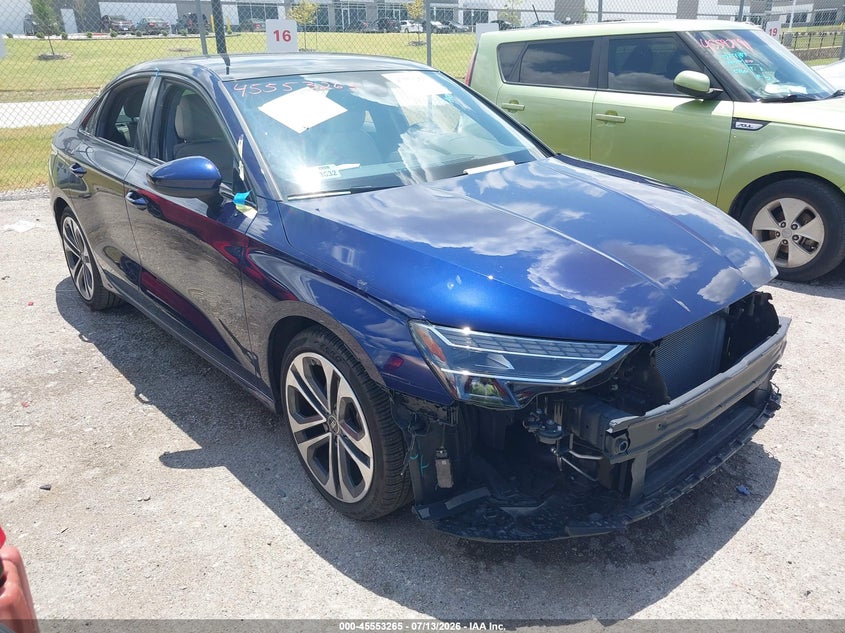 2025 Audi A3 VIN WAUHUDGY5SA058190 IAAI salvage auction — FRONT END, Salvage (Texas), sold $8,100 on 2026-07-24 (photo 1)