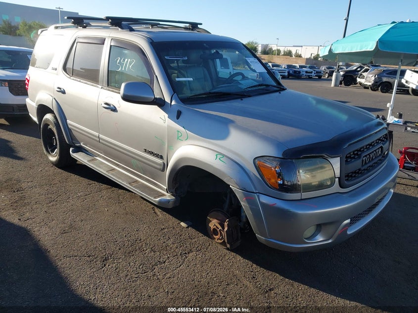 2002 Toyota Sequoia VIN 5TDZT34A92S122617 IAAI salvage auction — RIGHT FRONT, Salvage Certificate (California), sold $975 on 2026-07-12 (photo 1)