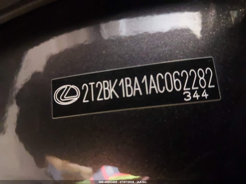 2010 Lexus Rx 350 VIN 2T2BK1BA1AC062282 IAAI salvage auction — LEFT FRONT, Salvage (Minnesota), sold $4,800 on 2026-08-27 (photo 9)