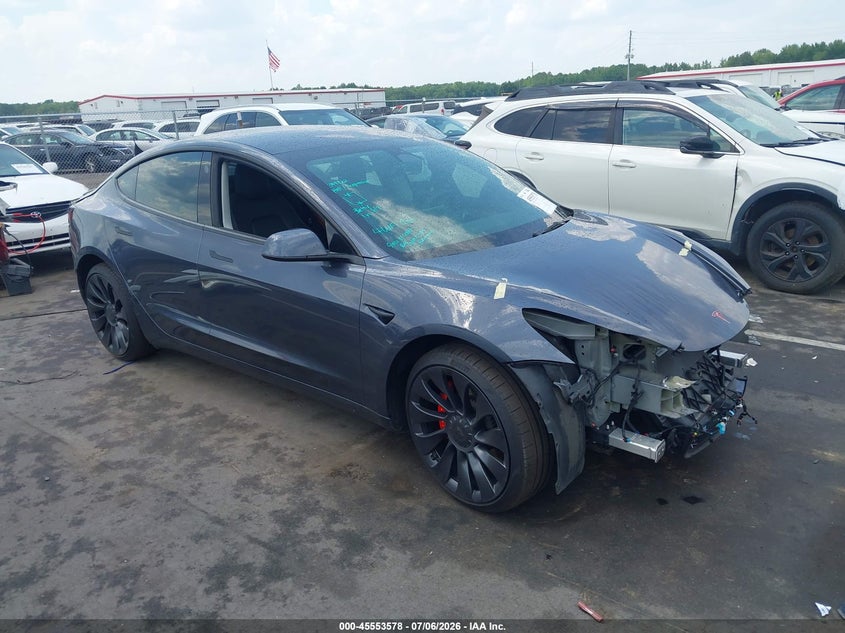 2022 Tesla Model 3 VIN 5YJ3E1EC4NF348822 IAAI salvage auction — FRONT END, Salvage (North Carolina), sold $6,400 on 2026-08-02 (photo 1)