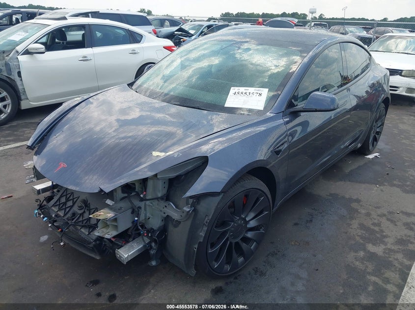 2022 Tesla Model 3 VIN 5YJ3E1EC4NF348822 IAAI salvage auction — FRONT END, Salvage (North Carolina), sold $6,400 on 2026-08-02 (photo 2)