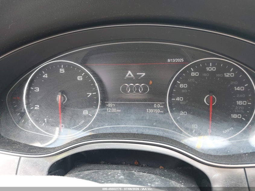 2012 Audi A7 VIN WAUYGAFCXCN145797 IAAI salvage auction — FRONT END, Clear (Indiana), sold $1,225 on 2026-07-29 (photo 7)