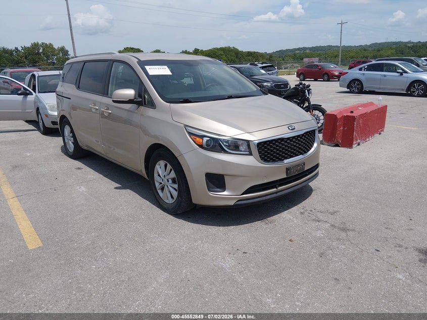 2016 Kia SEDONA VIN KNDMB5C17G6185863 IAAI salvage auction — NORMAL WEAR, Clear (Missouri), sold $1,225 on 2026-07-23 (photo 1)