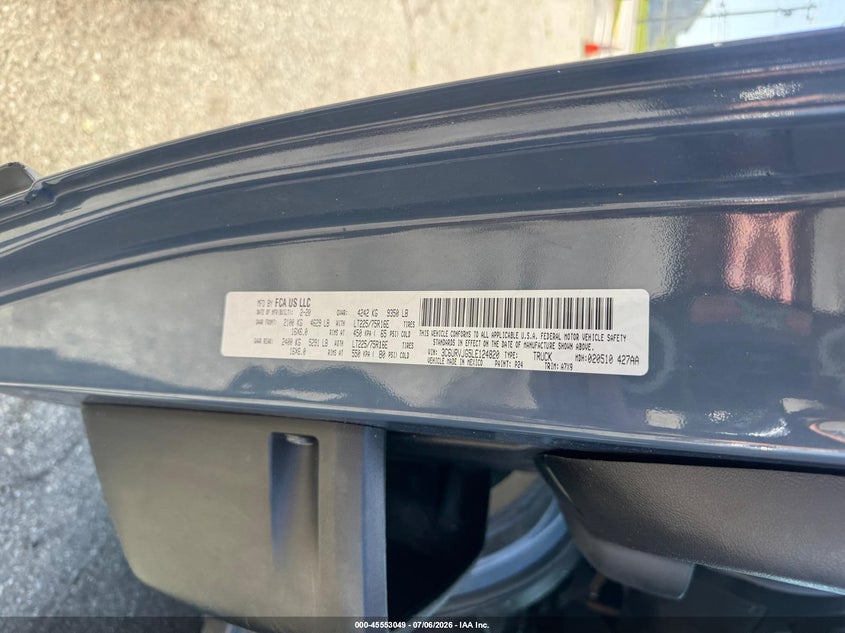 2020 Ram Promaster VIN 3C6URVJG5LE124820 IAAI salvage auction — SIDE, Clear (Massachusetts), sold $4,000 on 2026-07-22 (photo 9)