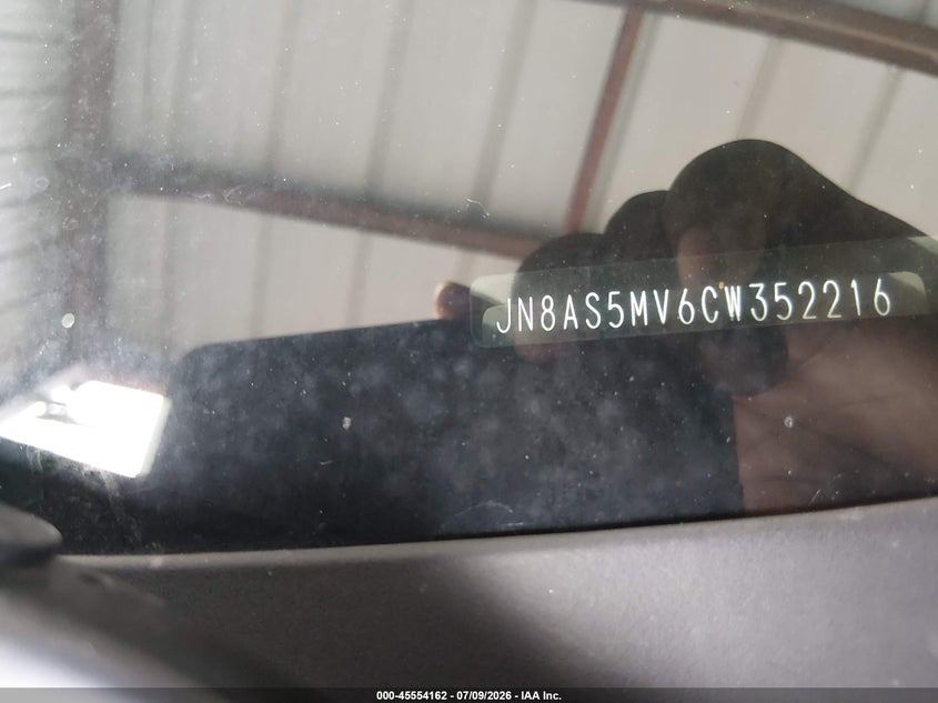2012 Nissan Rogue VIN JN8AS5MV6CW352216 IAAI salvage auction — FRONT END, Salvage - Greater Than 75% (Maryland), sold $275 on 2026-07-30 (photo 9)