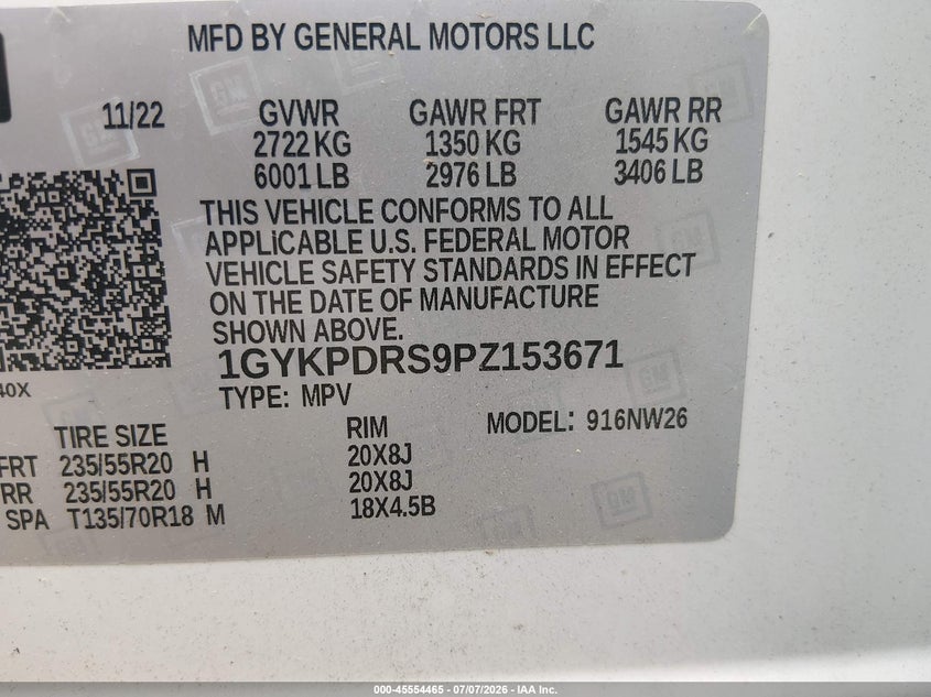 2023 Cadillac Xt6 VIN 1GYKPDRS9PZ153671 IAAI salvage auction — LEFT SIDE, Salvage (Virginia), sold $11,700 on 2026-07-29 (photo 9)