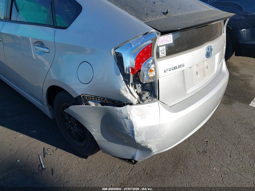 2012 Toyota Prius VIN JTDKN3DU0C1581880 IAAI salvage auction — LEFT REAR, Salvage Certificate (California), sold $2,975 on 2026-07-24 (photo 6)