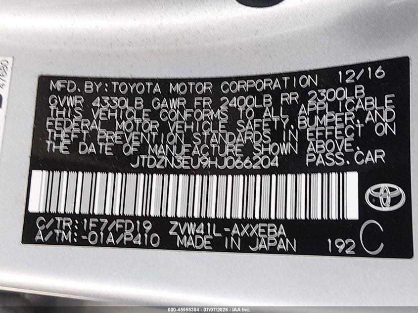 2017 Toyota Prius v VIN JTDZN3EU9HJ066204 IAAI salvage auction — FRONT END, Salvage (California), sold $3,700 on 2026-07-27 (photo 9)