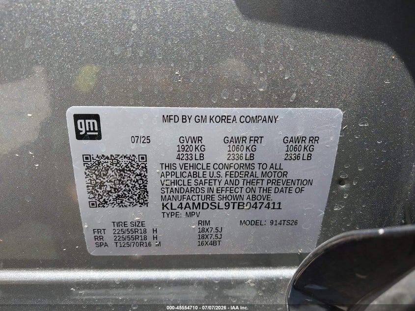 2026 Buick Encore gx VIN KL4AMDSL9TB047411 IAAI salvage auction — FRONT END, Salvage Title, sold $8,500 on 2026-09-29 (photo 9)
