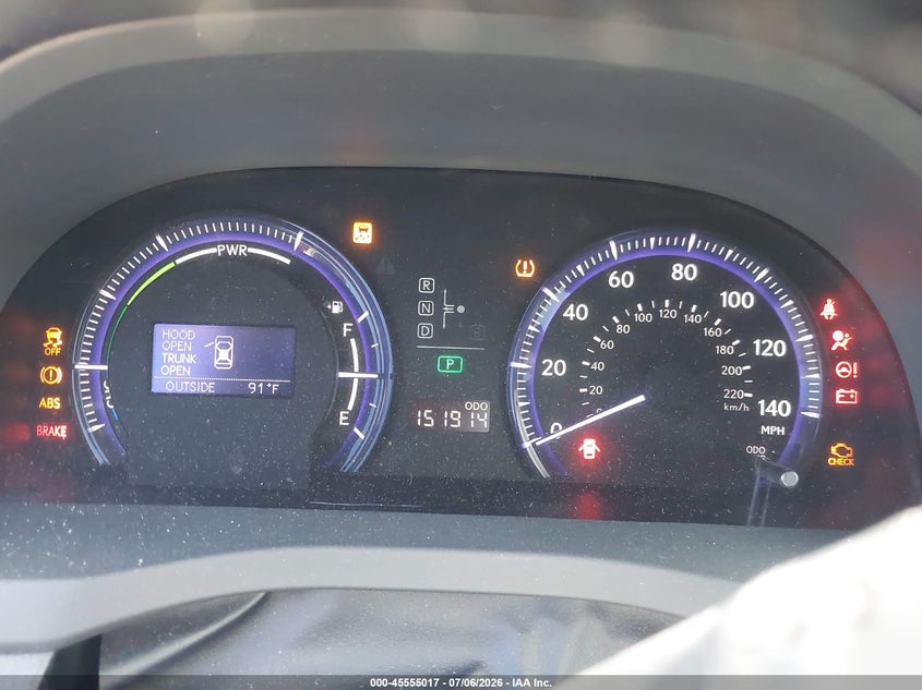 2010 Lexus Hs 250h VIN JTHBB1BA2A2011276 IAAI salvage auction — FRONT & REAR, Salvage (California), sold $1,600 on 2026-07-15 (photo 7)