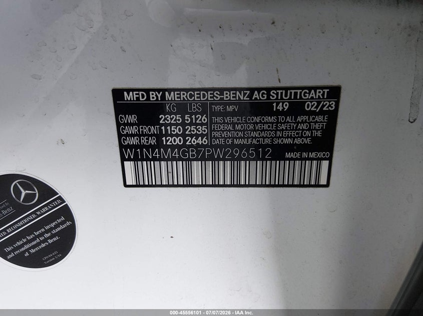 2023 Mercedes-benz Glb VIN W1N4M4GB7PW296512 IAAI salvage auction — UNDERCARRIAGE, Salvage (California), sold $8,200 on 2026-08-01 (photo 9)