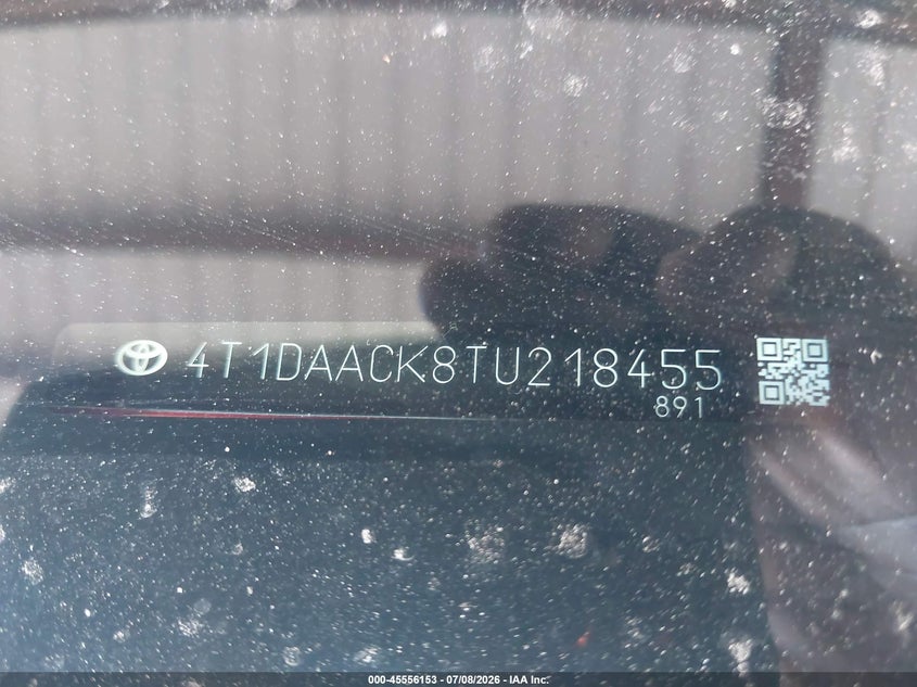 2026 Toyota Camry VIN 4T1DAACK8TU218455 IAAI salvage auction — FRONT END, Salvage Title, sold $10,400 on 2026-07-29 (photo 9)