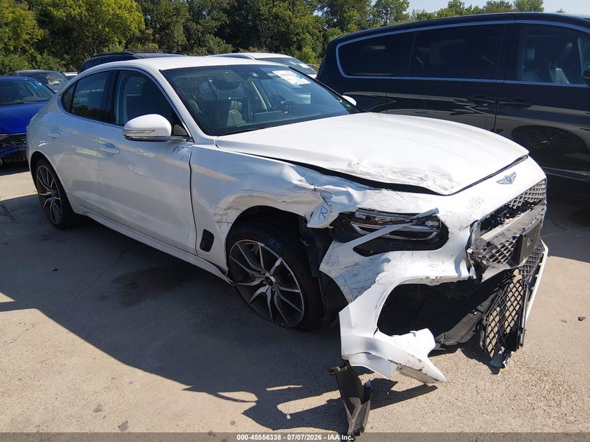 2025 Genesis G70 VIN KMTG34SC4SU151215 IAAI salvage auction — FRONT END, Certificate Of Destruction (Florida), sold $4,550 on 2026-07-29 (photo 1)
