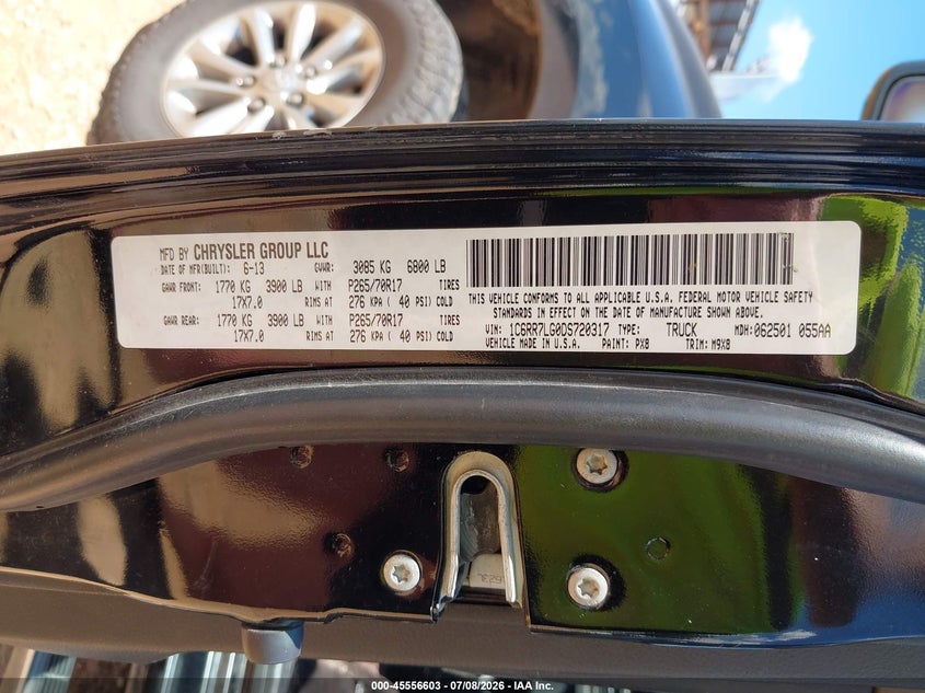 2013 Ram 1500 VIN 1C6RR7LG0DS720317 IAAI salvage auction — NORMAL WEAR, Clear (Arkansas), sold $175 on 2026-07-27 (photo 9)