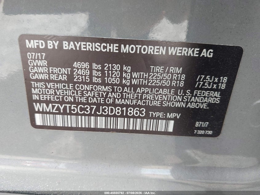 2018 Mini Countryman VIN WMZYT5C37J3D81863 IAAI salvage auction — REAR END, Salvage Title, sold $4,700 on 2026-08-05 (photo 9)